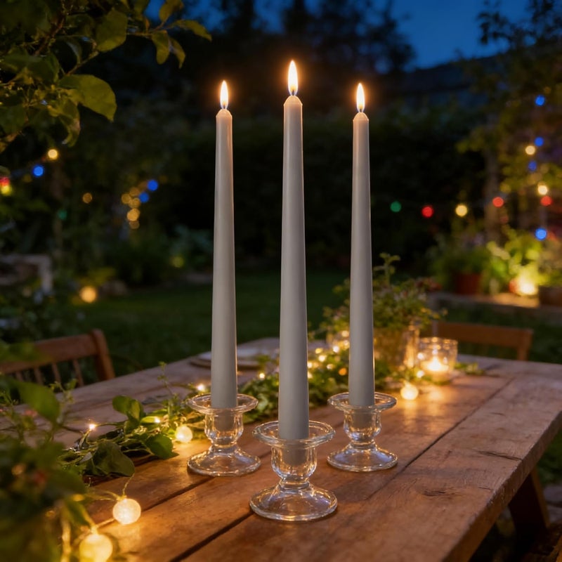 Sihuida 10-Inch Gray Taper Candles, 12 Pack Unscented and Dripless Candlesticks, Long-Lasting Burn Time of 7-8 Hours, Perfect for Home Décor, Weddings, and Events - Image 2
